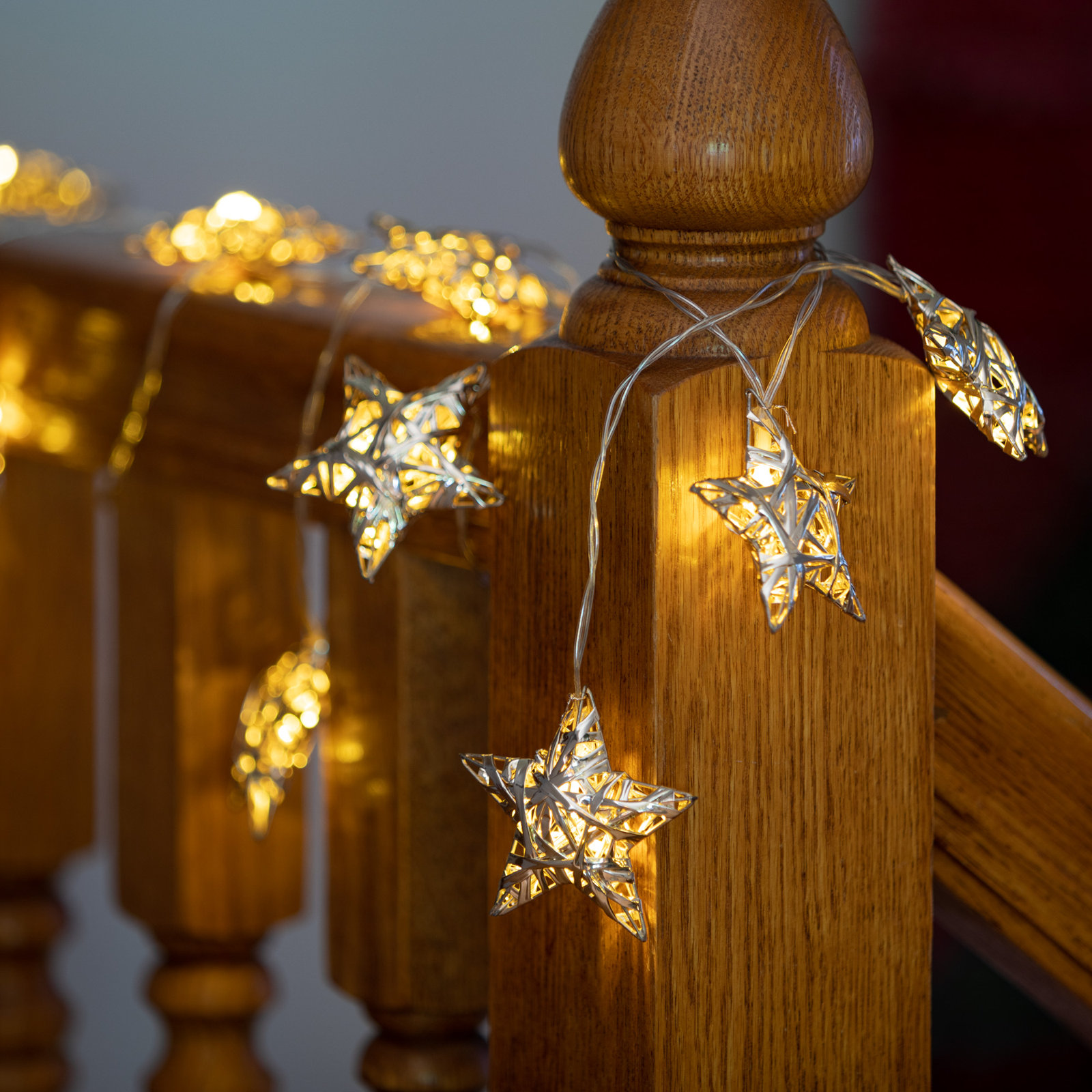 6' Figurine Novelty Garland with LED Clear/White Lights, Gold