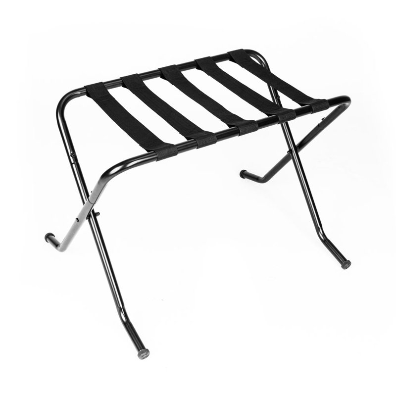 Porte-bagages pliable portatif en métal noir, support pour valises pour chambre d'amis, chambre à coucher et hôtel