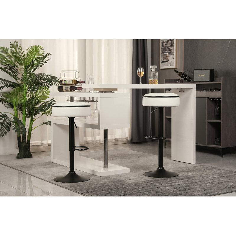 Ensemble de 2 tabourets ronds avec rangement, Blanc