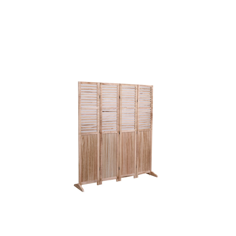 4 pliages en bois massif, l 55,2 po x H 65 po, teinte naturelle, charnières en métal pour plus de simplicité et de contrôle, rehausse l'écran d'intimité intérieur, tonalité, pliage facile à utiliser, décore