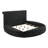 1pc Unique Round Plush Black Velvet Button-Tufted Detailing Storage Bed-979590756