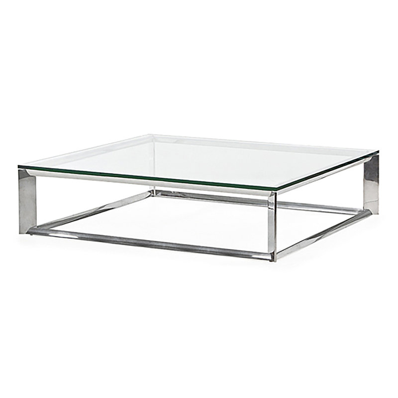Claudelle Glass Top Coffee Table, 15" H x 39" L x 39" W