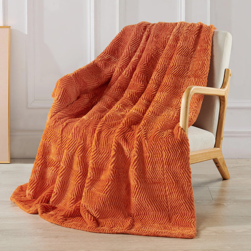 Throw Blanket, Burnt Orange, 152.4cm W x 203.2cm L