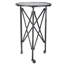 Table d'appoint 26 po en métal noir avec plateau en verre, table d'appoint mobile avec roulettes pour le salon, le vestibule, la chambre à coucher ou le bureau-1363310533-1358126873