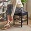 Tabouret de maquillage carré avec pieds réglables et espace de rangement, tabouret de repose-pieds, tabouret de coiffeuse à siège en polyuréthane, multi-usage comme petite table d'appoint ou repose-pieds, noir