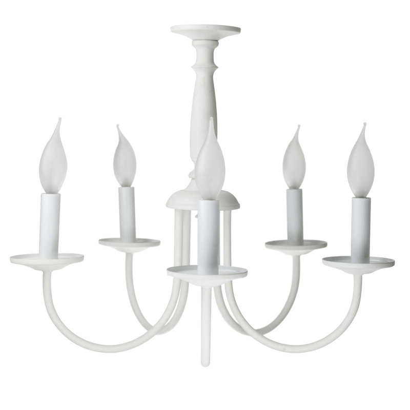 18 po Lustre de plafond blanc à 5 branches 