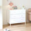 Commode blanche à 4 tiroirs pour enfants - rangement en bois 35,4 po pour chambre de bébé et de tout-petit