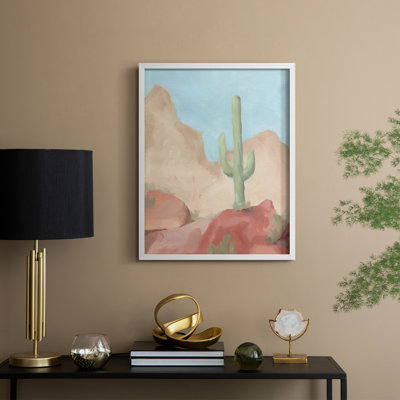 Sunny Saguaro III, reproduction encadrée - bois massif