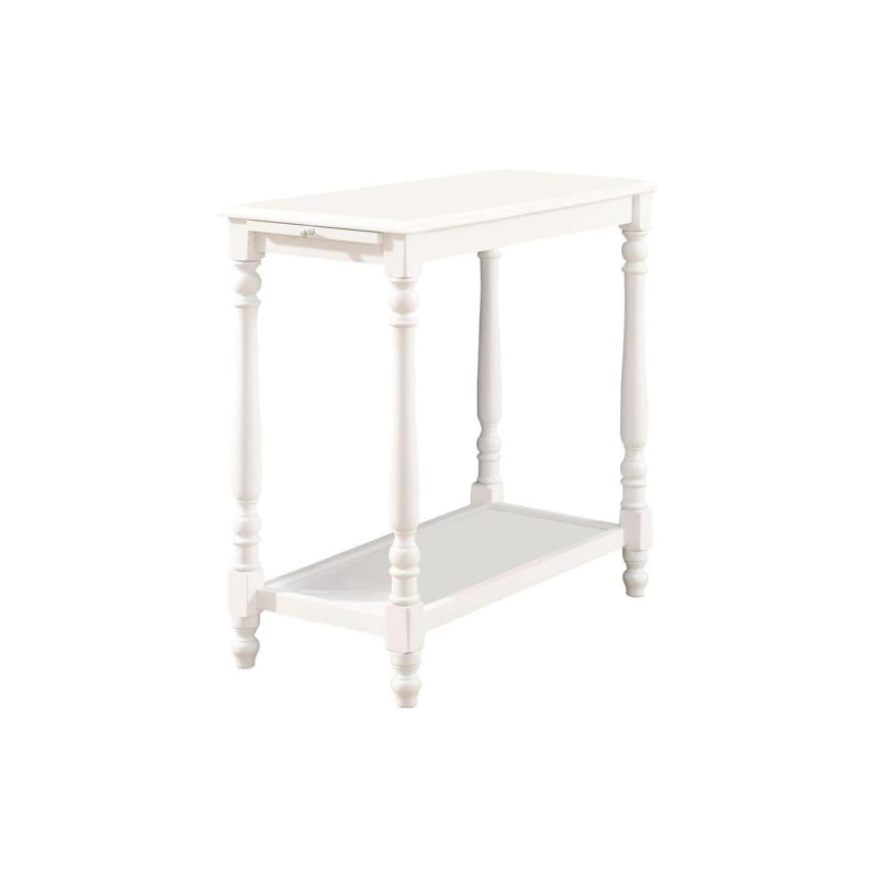 12" W Transitional Side Table, White