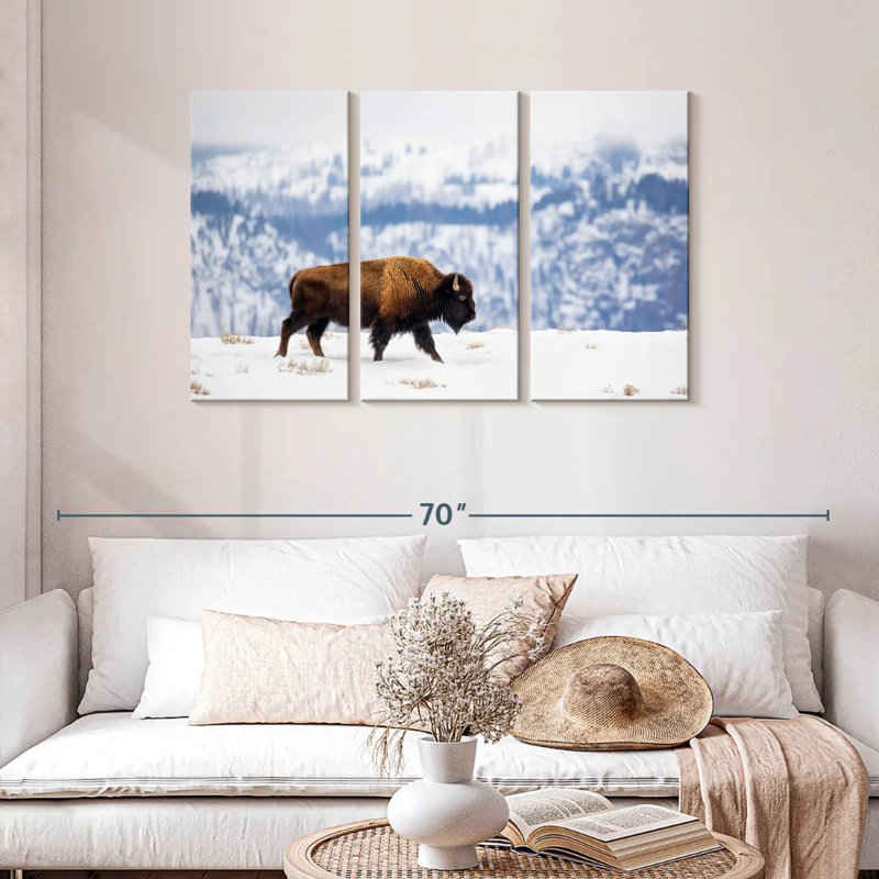 Brampt American Bison During Winter, 28" H x 45" W