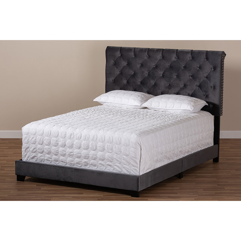 Upholstered Standard Bed, Full, Dark Gray