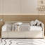 Lit plateforme simple en velours beige avec rangement intégré et tiroirs Extra A Chic-1335479503