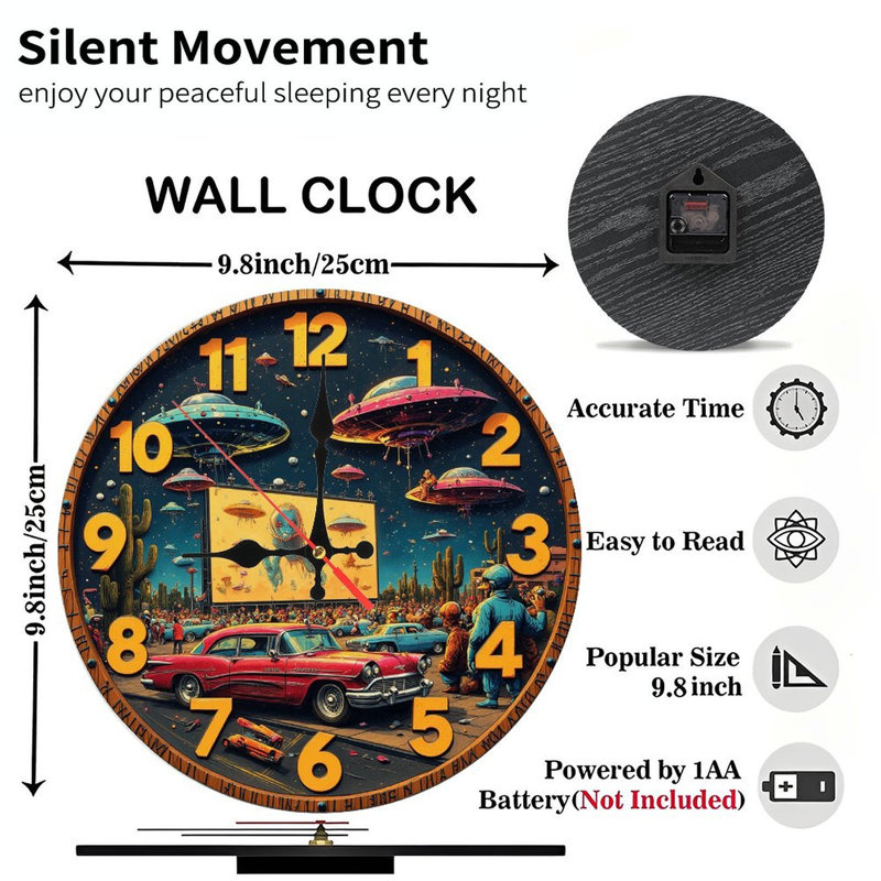 OVNI extraterrestre dans une horloge rétro
