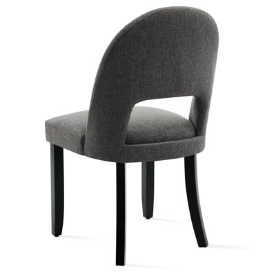Cindina Linen Upholstered Dining Chairs with Curved High Back and Solid Wood Legs