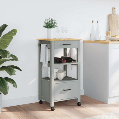 Rahkiem Rolling Kitchen Cart with Solid Wood Top