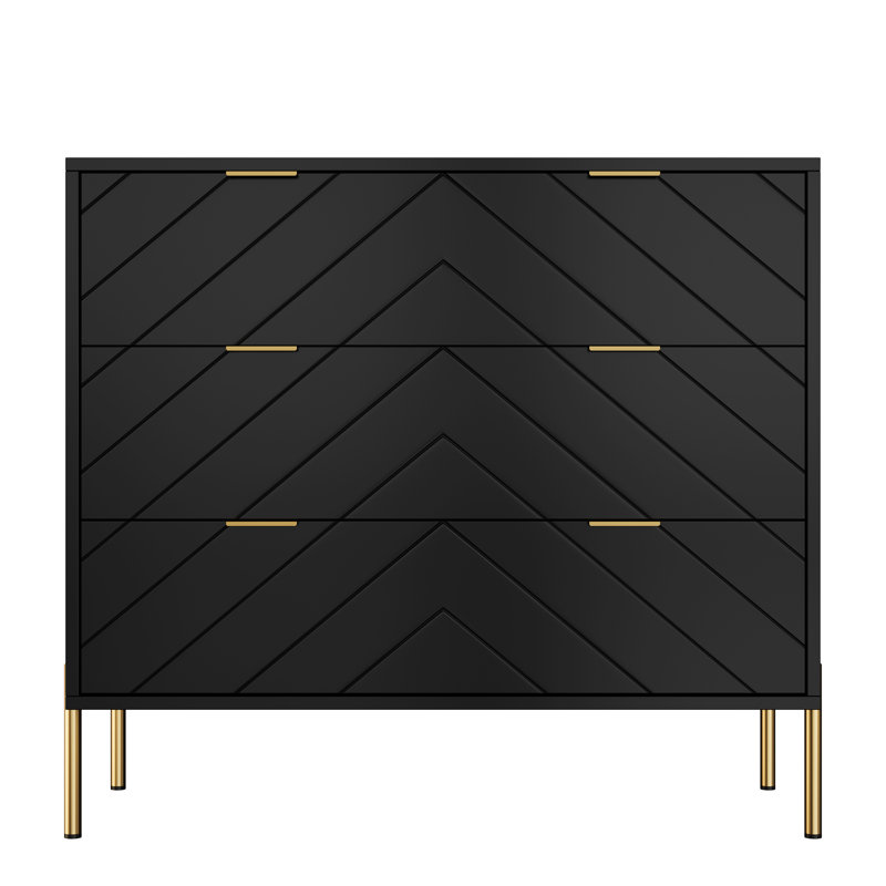 3-Drawer Nightstand Modern Tall Bedside Table with Storage Drawers, Black