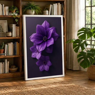 Purple Blooms in Silence Botanical - Wrapped Canvas