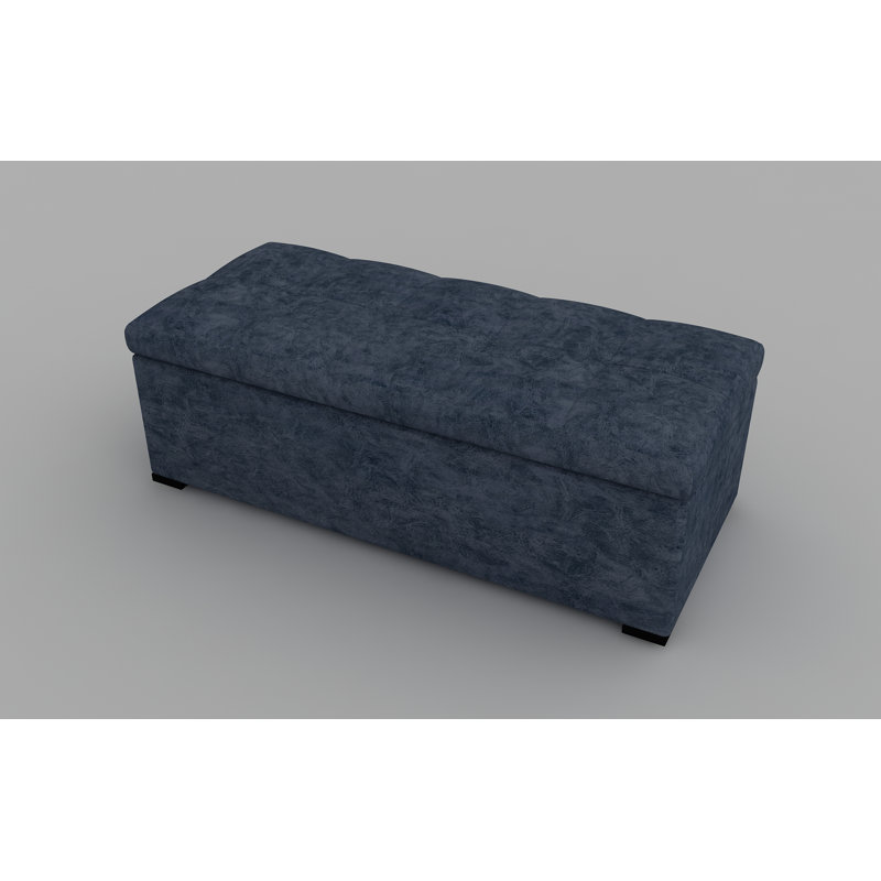 Calma Polyester Upholstered Storage Bench, Blue, H40 x W100 x D42cm