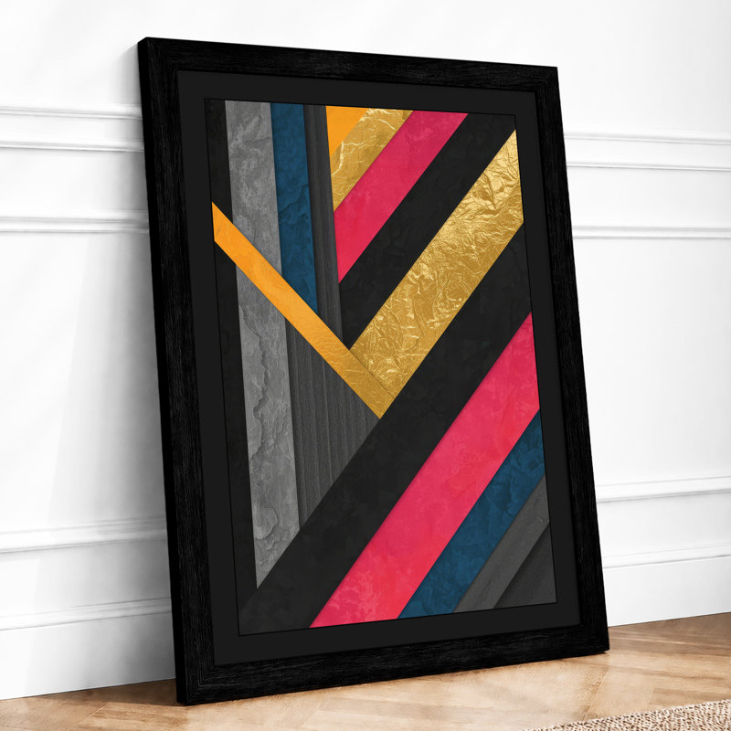 Chevron Motion Geometric - Print, Black, A4 - 29.7 x 21.0 cm