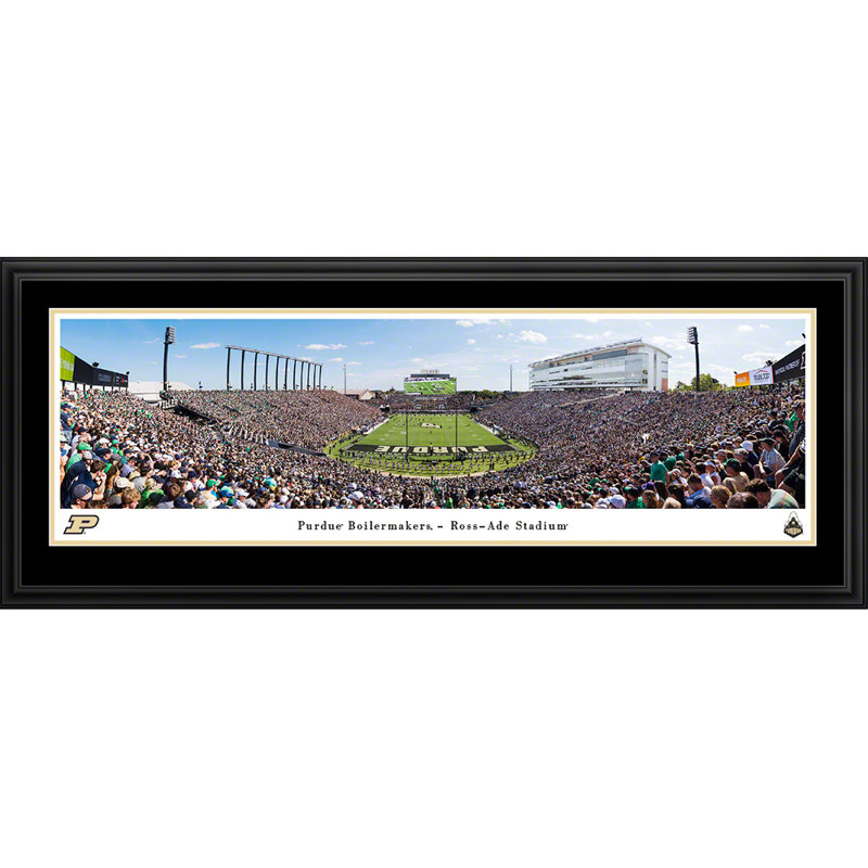 Purdue Football, End Zone, Black Framed, 15" H x 41.5" W x 0.875" D, Black
