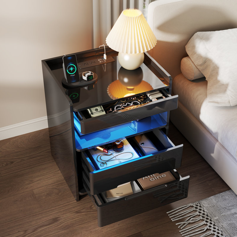 51 cm W Bedside Table, Black