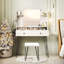 Ensemble de coiffeuse avec miroir, prises de courant et tabouret de coiffeuse-1141006985