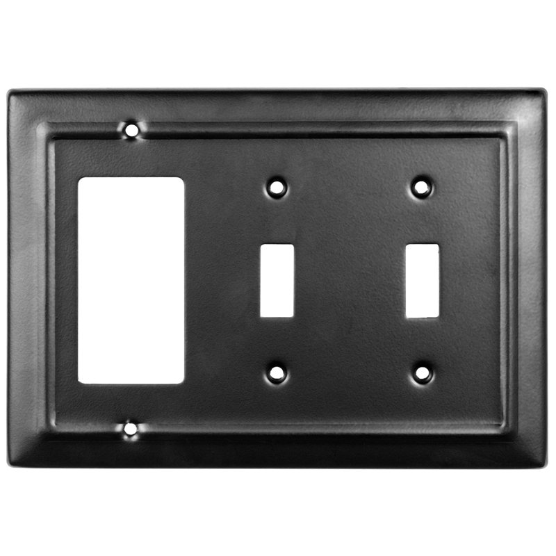 Matte Black 3-Gang Toggle and Rocker Combination Wall Plate