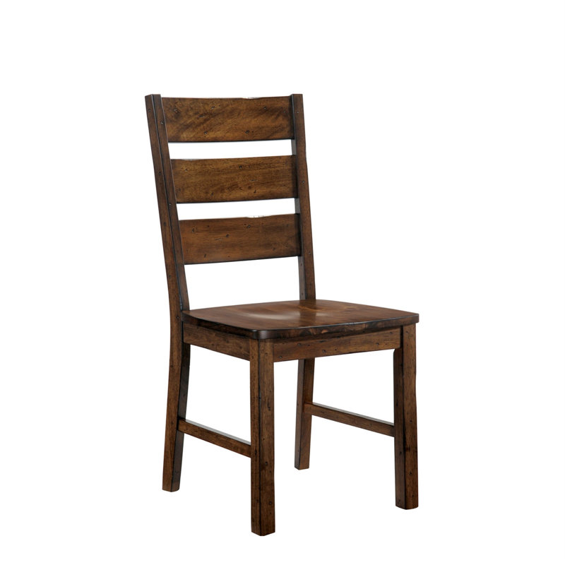  Set of 2 Wooden Side Chairs in Walnut Finish Seat Ht: 17.75", Seat Dp: 16.88"
