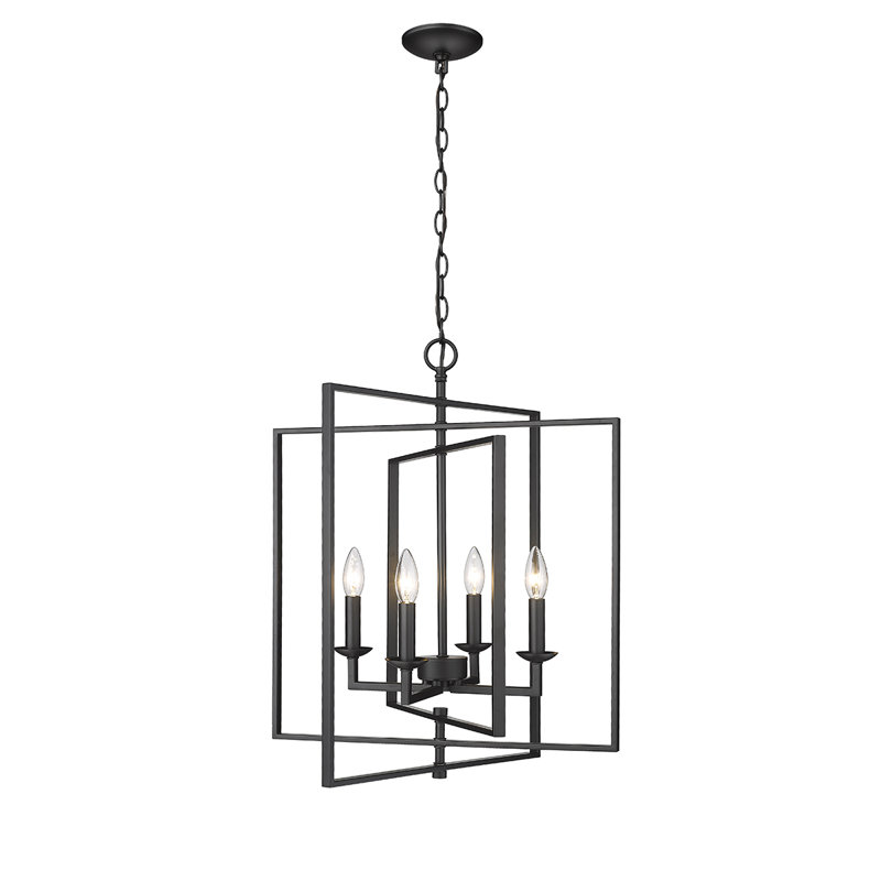 Luminaire suspendu carré à 4 lumières de 20 po de largeur 