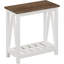 Table de bout Farmhouse, table d'appoint étroite, table de bout avec tablette de rangement pour petits espaces, salon et chambre à coucher, blanc