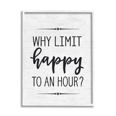 « pourquoi limiter happy à une heure subtil bouleau script typographie », impression