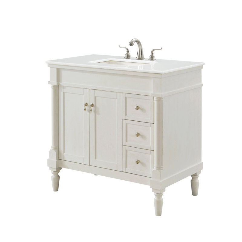 Lexington 36'' Single Bathroom Vanity with Top, Antique White, Ivory White