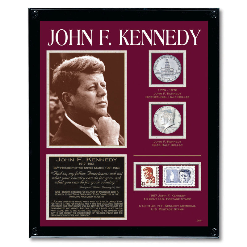 John F. Kennedy Tribute Coin and Stamp Framed Set