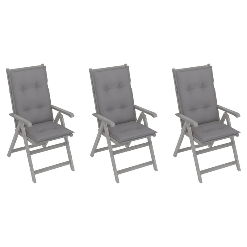 Chaise de patio inclinable avec coussins Toru, gris