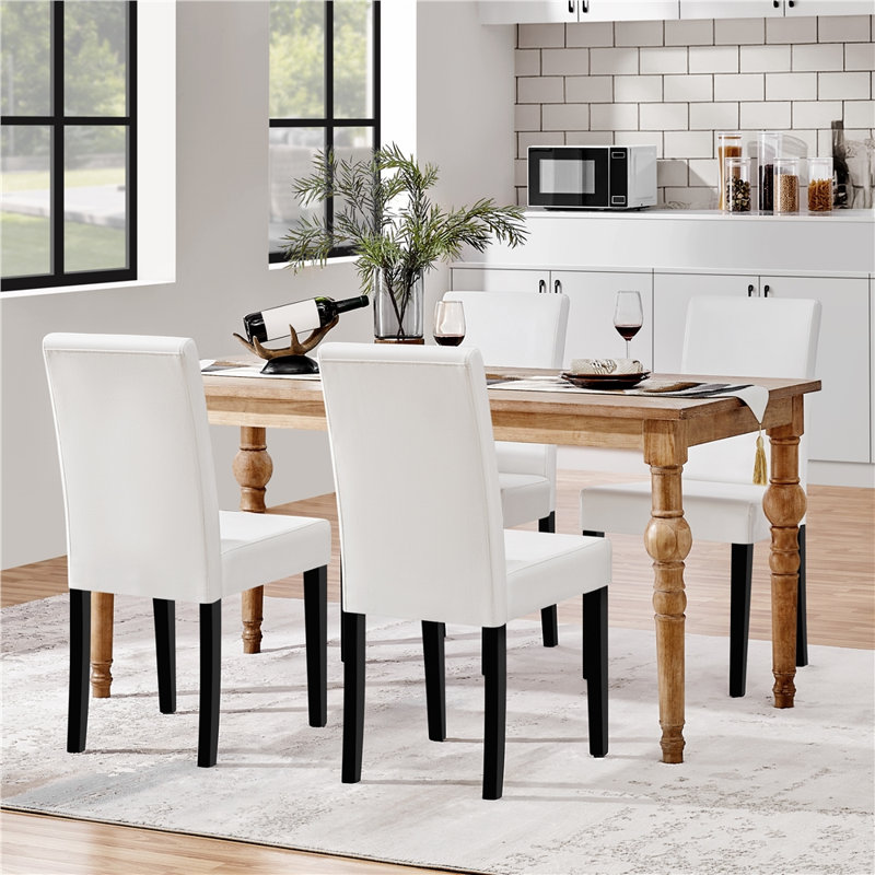 Espiye 18.7'' H Faux Leather Upholstered Parsons Chair, White