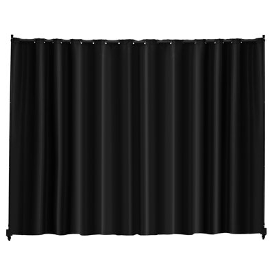 Paravent pour bureau et chambre à coucher, panneau noir en alliage d'aluminium de 121,5 po x 17,7 po et 96,7 po, support renforcé, flexible n'importe où, imperméable
