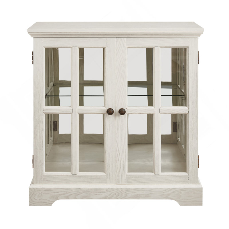 LED Curio Display Cabinet,Antique Display Cabinet With Adjustable Shelves,Retro Design Quality Showcase With Lattice Doors Elegant Bookcase And Storage Cabinet For Home Decor And Organization WHI