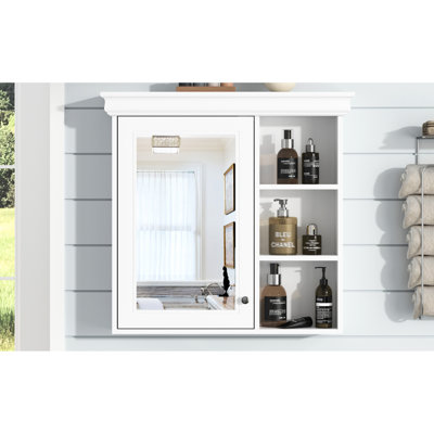 Rangement de salle de bain blanc avec armoire à miroir 30 po x 28 po - Tablettes murales réglables à utilisation efficace