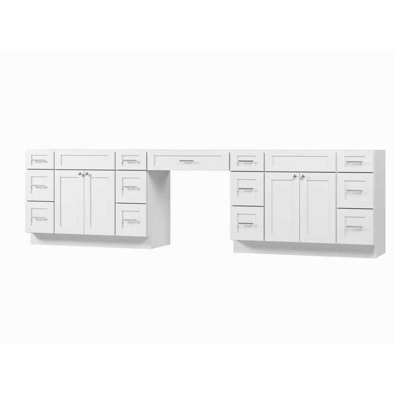 Ensemble de meuble-lavabo double 126 po avec bureau Disar, Blanc