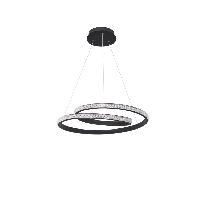 1 - Light LED Unique/Statement Pendant, Black