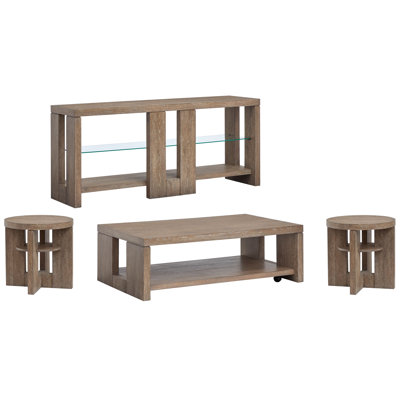 Gragg Rectangular Cocktail Table With 2 Round End Table And Console Sofa Table