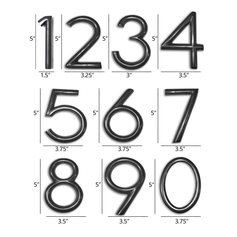 5'' H Metal House Number, Gun Metal, 3