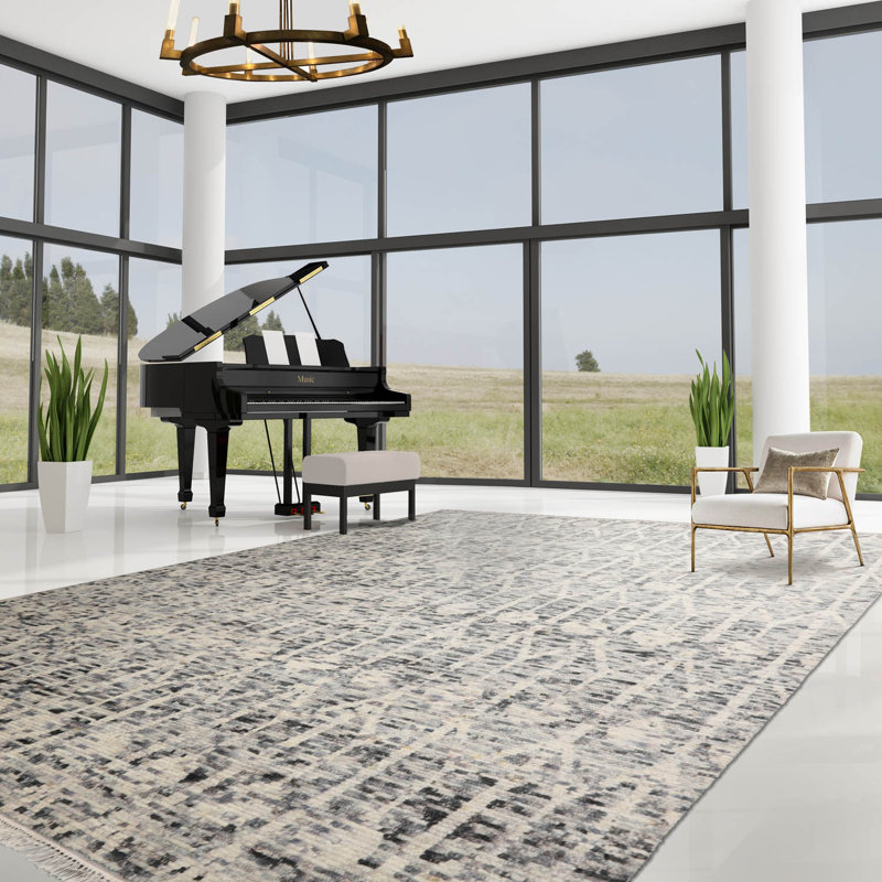 Shelinda One-of-a-Kind 8'1" x 9'11" Rectangle Wool Area Rug in Ivory
