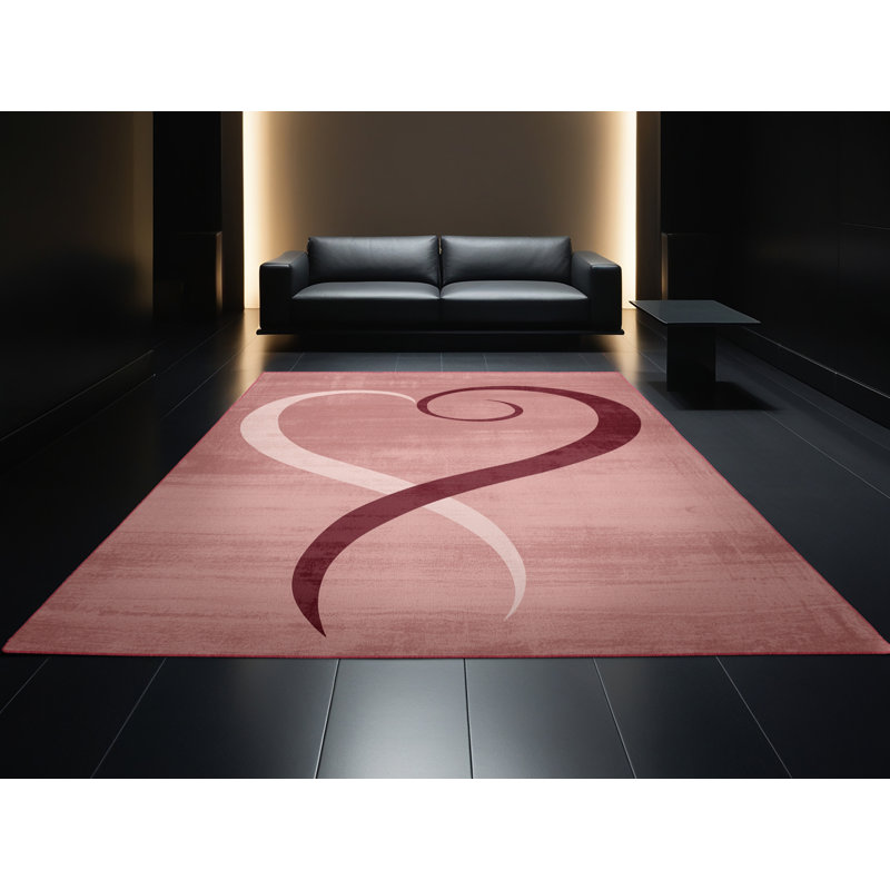 Machine Washable Myrtlewood Valentines Modern & Contemporary Abstract Rug in Brown – Rose Binding, 2x3