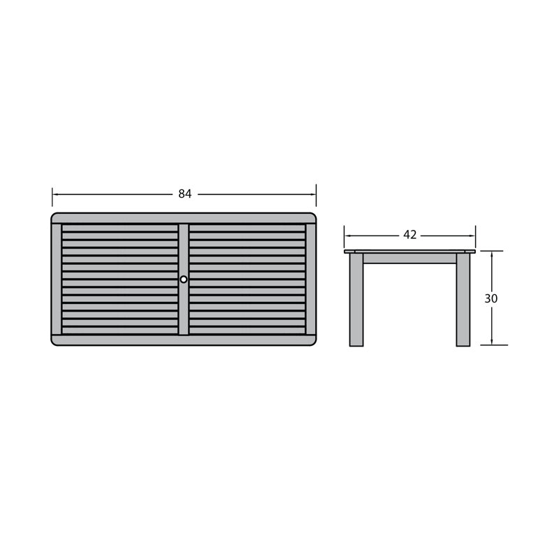 Highsmith Rectangular Outdoor Dining Table With Umbrella Hole , in. W 42'' in. D, 30" H x 42" W x 84" D, Harbor Gray