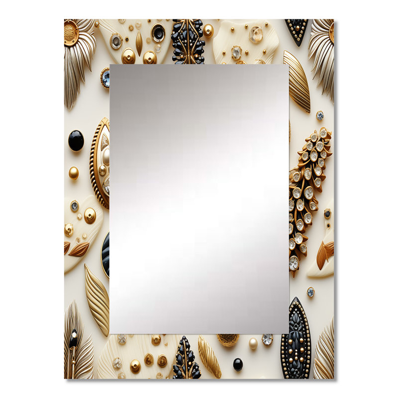 Pierre botanique chic Cheilon Boho - miroir boho, miroir mural unique Boho, reproduction d'art en métal, 32 po x 24 po