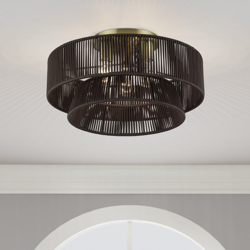 Aurea 4 Light Antique Brass Extra Large Semi-flush
