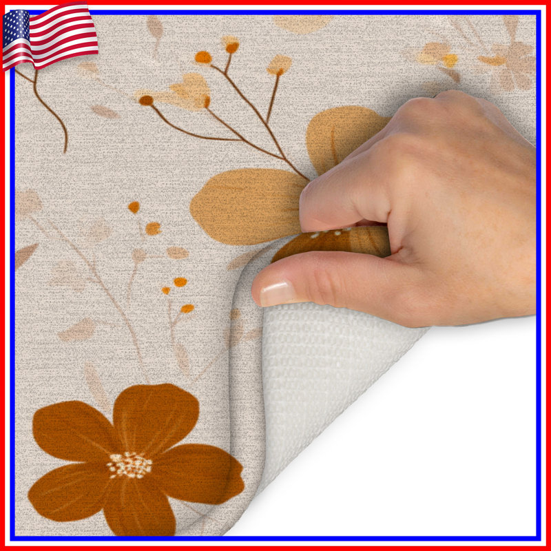 Tapis de bain floral, Single - 21" L x 34" W, Floral beige