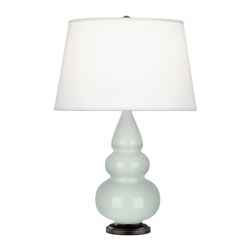 Ceramic Table Lamp, 24.375" H x 7.25" W x 7.25" D, Celadon Glazed Ceramic/Deep Patina Bronze