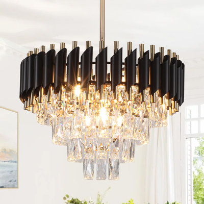 Lustre en cristal moderne à 5 niveaux de 17,7 pouces à 4 niveaux de style Empire